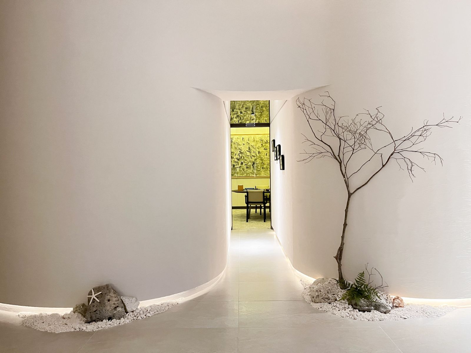 Plot development showroom with stone and fern planting