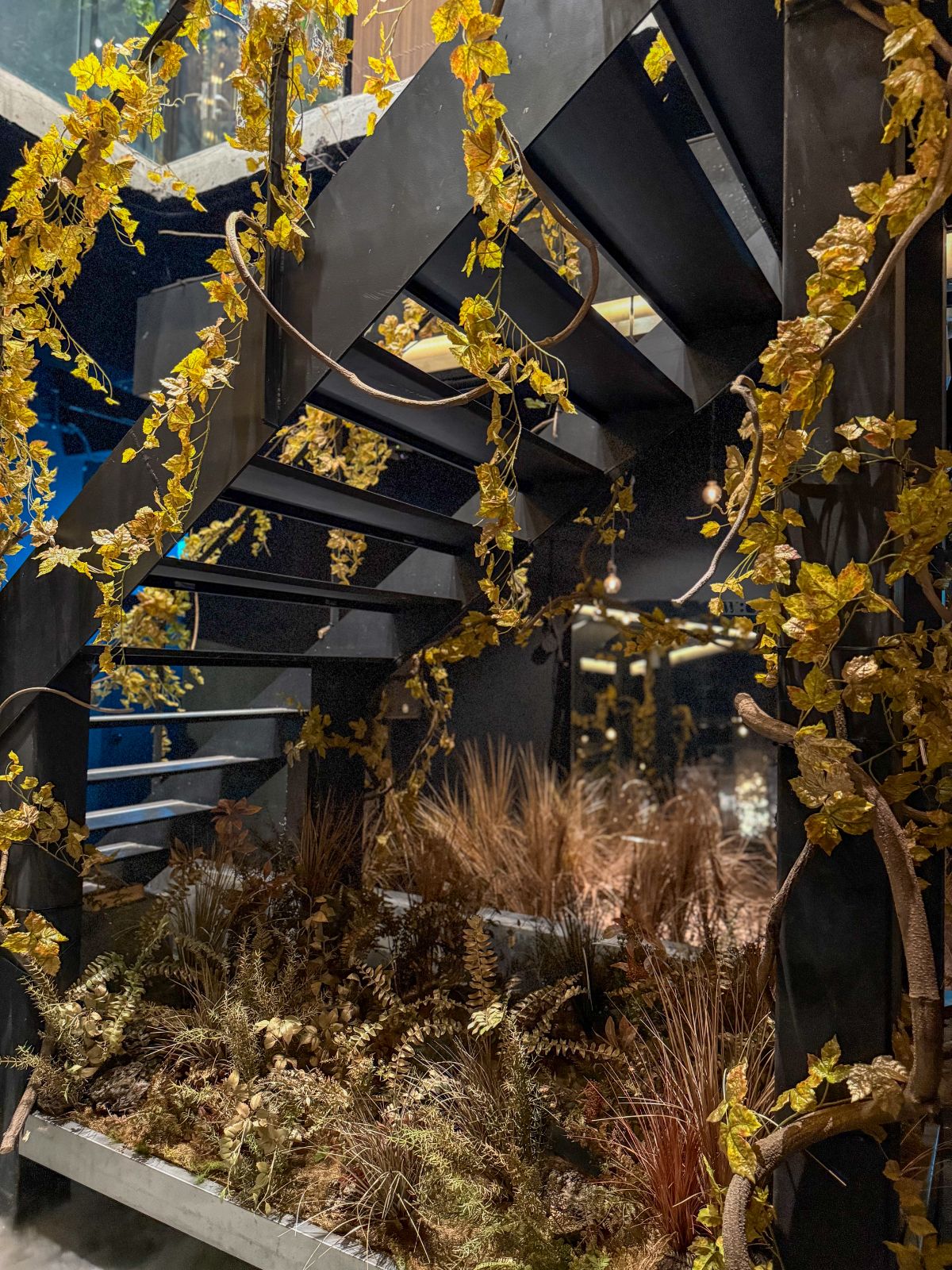 W.ON Cafe interior planting with reflecting pool