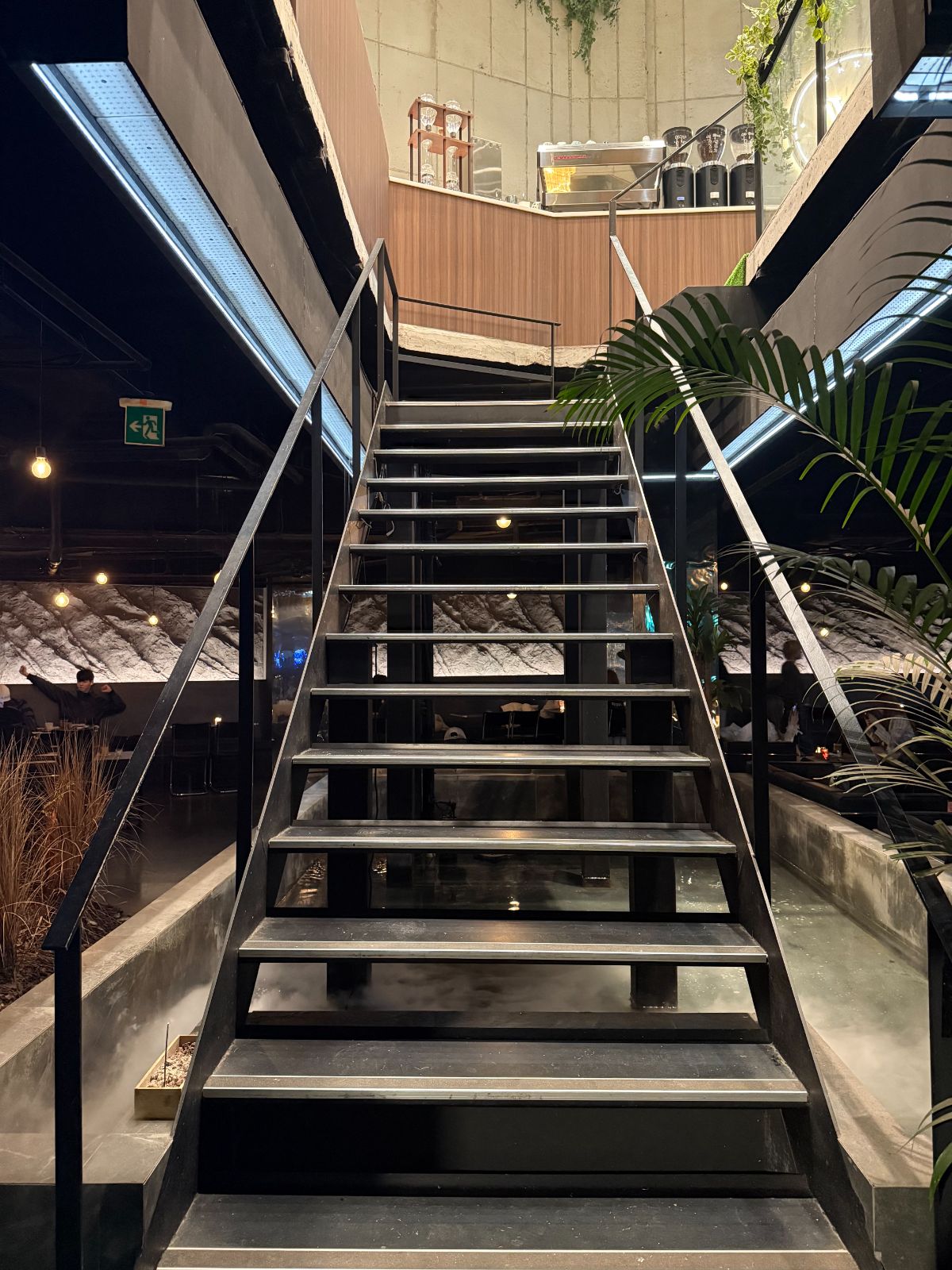 W.ON Cafe interior planting with reflecting pool